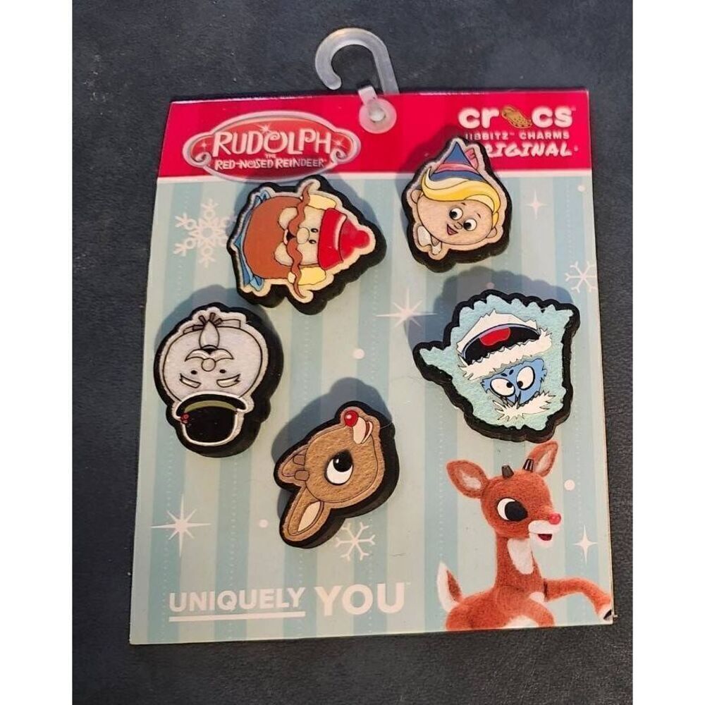 Jibbitz Crocs Rudolph the Red-Nosed Reindeer Yeti Frosty Christmas Hermey 5 Pack